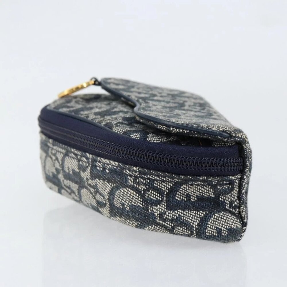 Authentic Christian Dior Trotter Canvas Saddle Pouch Navy Gold bst432-112825 - Picture 8 of 16